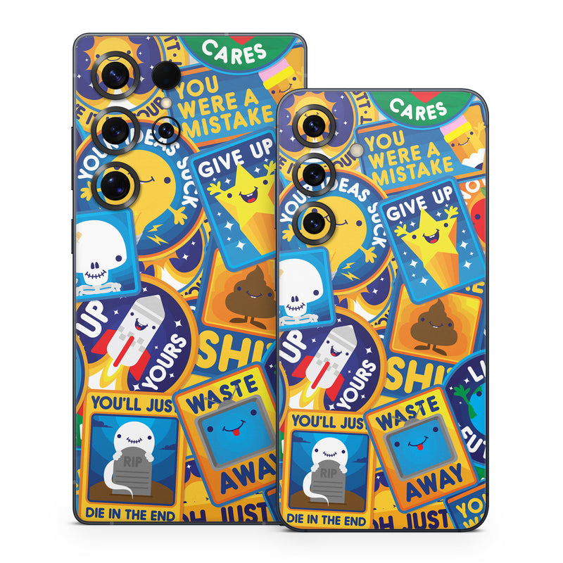 Samsung Galaxy S25 Series Skin design of Pattern, Visual arts, Design, Art, Mosaic, Psychedelic art, with blue, yellow, orange, white, green, red, gray colors
