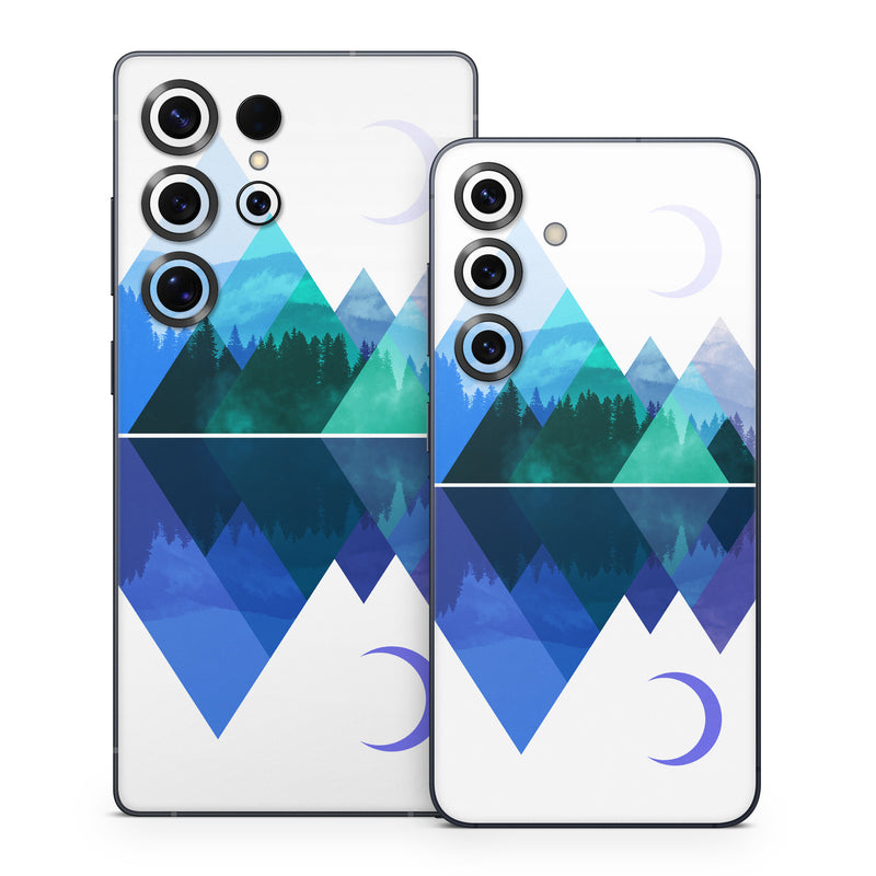 Samsung Galaxy S25 Series Skin design of Blue, Cobalt blue, Azure, Pattern, Logo, Design, Electric blue, Graphics, Illustration, Triangle, with white, blue, purple, green colors