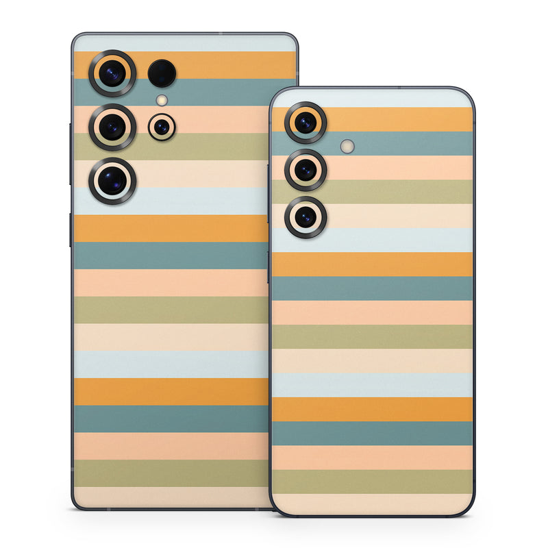 Samsung Galaxy S25 Series Skin design of Azure, Rectangle, Orange, Material property, Tints and shades, Pattern, Parallel, Electric blue, Magenta, Peach, with orange, blue, green colors