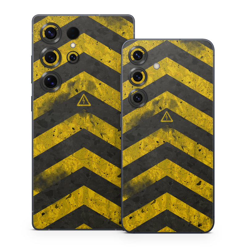 Samsung Galaxy S25 Series Skin design of Colorfulness, Road surface, Yellow, Rectangle, Asphalt, Font, Material property, Parallel, Tar, Tints and shades, with black, gray, yellow colors