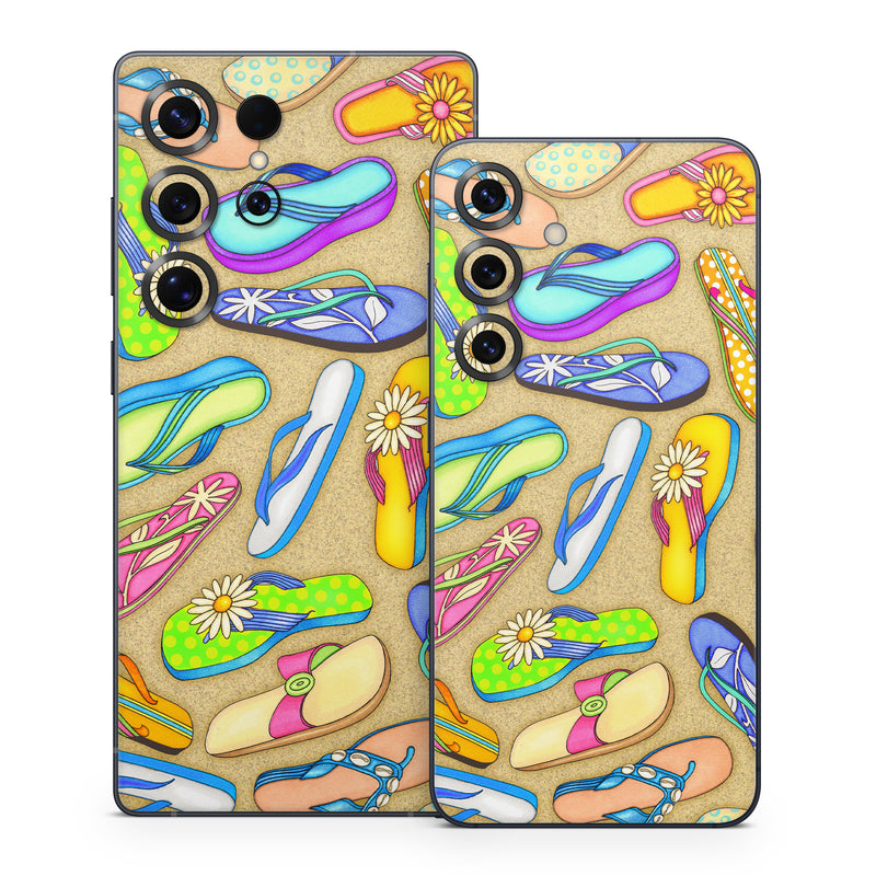 Samsung Galaxy S25 Series Skin design of Pattern, Design, Visual arts, Footwear, Art, with gray, green, blue, pink, purple, orange colors