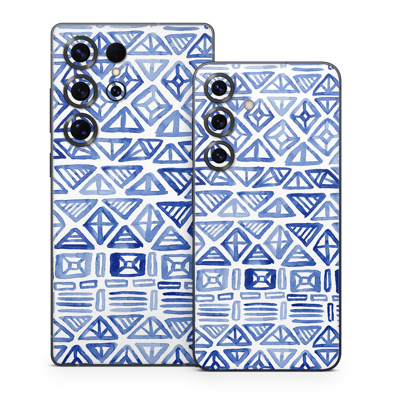 Samsung Galaxy S25 Series Skin design of Pattern, Line, Design, Symmetry, Visual arts, Parallel, with white, blue colors