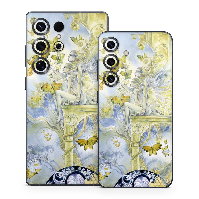 Samsung Galaxy S25 Series Skin design of Illustration, Watercolor paint, Art, Painting, Plant, with gray, green, yellow, purple, black colors