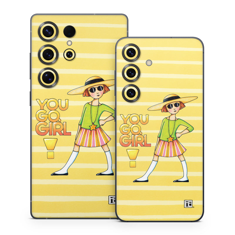 Samsung Galaxy S25 Series Skin design of Cartoon, Illustration, Clip art, Art, with orange, pink, yellow, green, gray, black colors