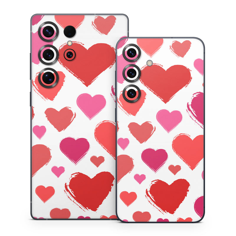 Samsung Galaxy S25 Series Skin design of Photograph, Organ, Human body, Red, Pink, Material property, Pattern, Font, Magenta, Heart, with white, red, pink colors
