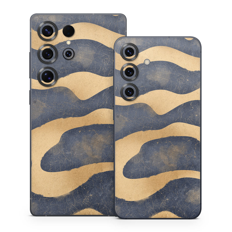 Samsung Galaxy S25 Series Skin design of Art, Painting, Pattern, Font, Landscape, Dune, Illustration, Aeolian landform, Sand, Visual arts, with blue, brown colors