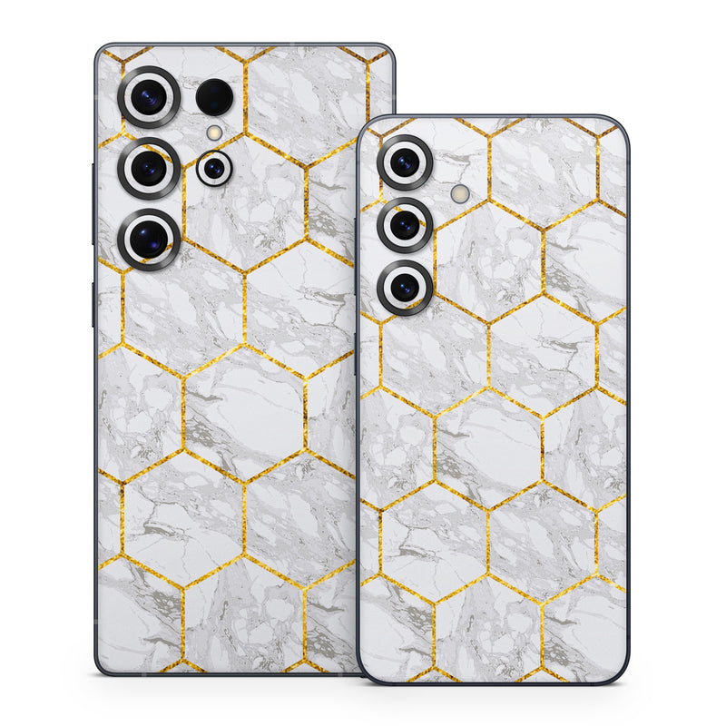 Samsung Galaxy S25 Series Skin design of Pattern, Tile flooring, Line, Tile, Design, Flooring, Floor, with white, black, brown colors