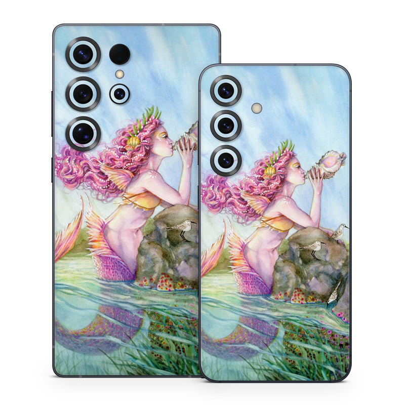 Samsung Galaxy S25 Series Skin design of Cg artwork, Mythology, Illustration, Fictional character, Watercolor paint, Art, Painting, Plant, Mythical creature, with blue, pink, purple, green, gray colors