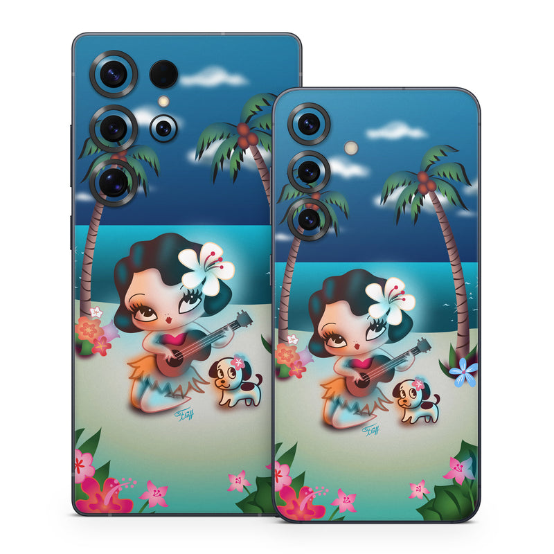 Samsung Galaxy S25 Series Skin design of Cartoon, Animated cartoon, Illustration, Animation, Fictional character, Plant, Art, Clip art, with blue, white, brown, pink, green, yellow, red colors