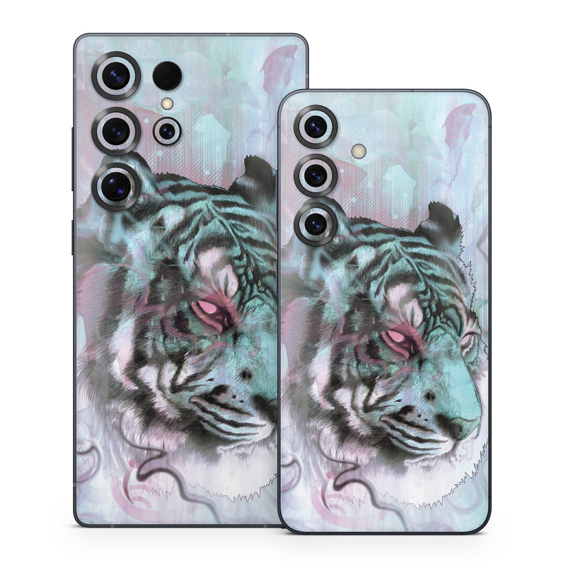 Samsung Galaxy S25 Series Skin design of Watercolor paint, Illustration, Art, Visual arts, Drawing, Graphic design, Pattern, Painting, Acrylic paint, Fictional character, with gray, purple, black colors