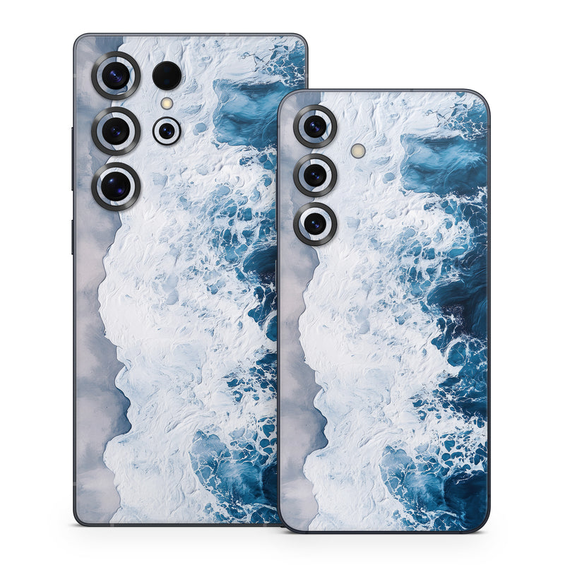 Samsung Galaxy S25 Series Skin design of Water, Atmosphere, Water resources, Cloud, Liquid, Azure, Fluid, Natural landscape, Wind wave, Sky, with black, blue, white, gray colors