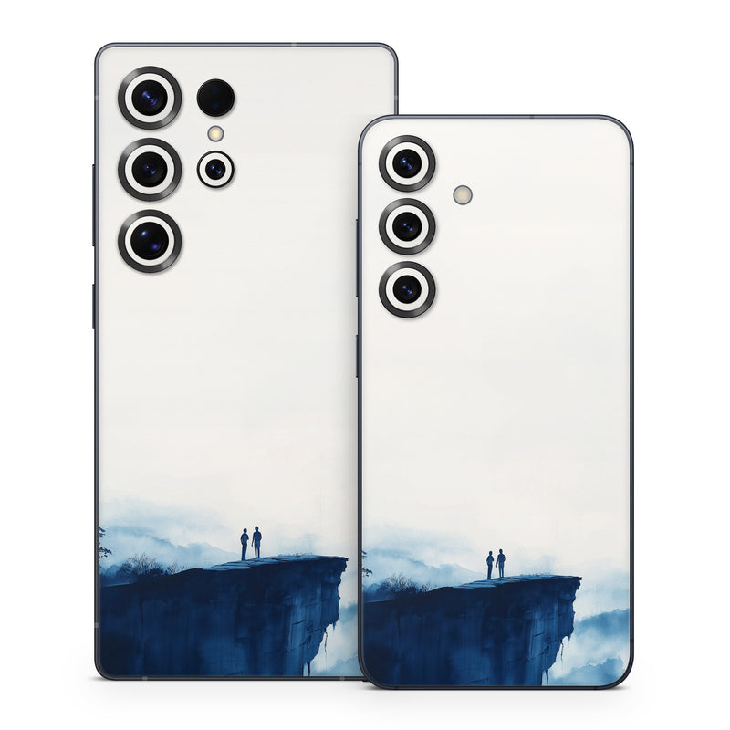 Samsung Galaxy S25 Series Skin design of Cloud, Water, Sky, Slope, Mountain, Terrain, People in nature, Horizon, Landscape, Calm, with black, blue, white, gray colors