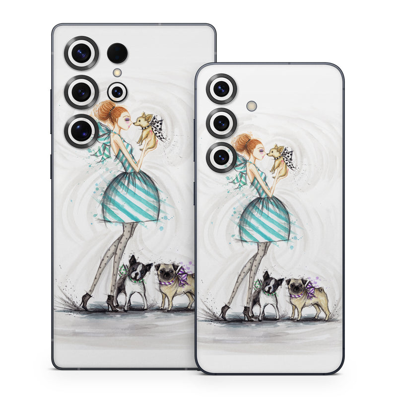 Samsung Galaxy S25 Series Skin design of Illustration, Cartoon, Drawing, Art, Costume design, Fictional character, Fashion illustration, Sketch, with gray, black, white, blue, gray, yellow, brown colors