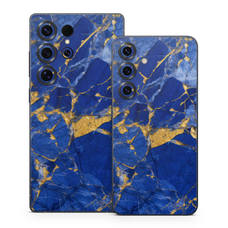 Samsung Galaxy S25 Series Skin design of Liquid, Blue, Azure, Fluid, Pattern, Electric blue, Tints and shades, Transparent material, Water, Symmetry, with blue, yellow, brown, orange colors