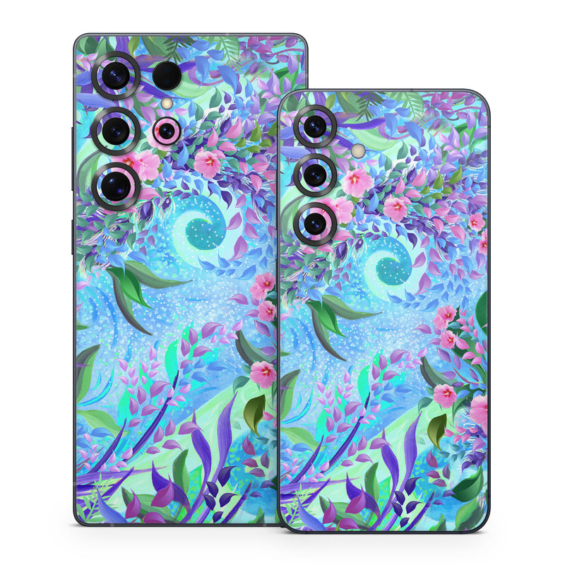 Samsung Galaxy S25 Series Skin design of Psychedelic art, Pattern, Lilac, Purple, Art, Pink, Design, Fractal art, Visual arts, Organism, with gray, blue, purple colors