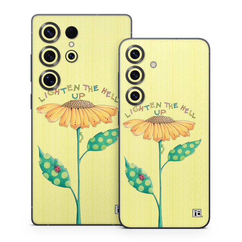 Samsung Galaxy S25 Series Skin design of Flower, Plant, Botany, Flowering plant, Illustration, Wildflower, Daisy family, Coneflower, Pedicel, with yellow, green, red, black, orange, blue colors
