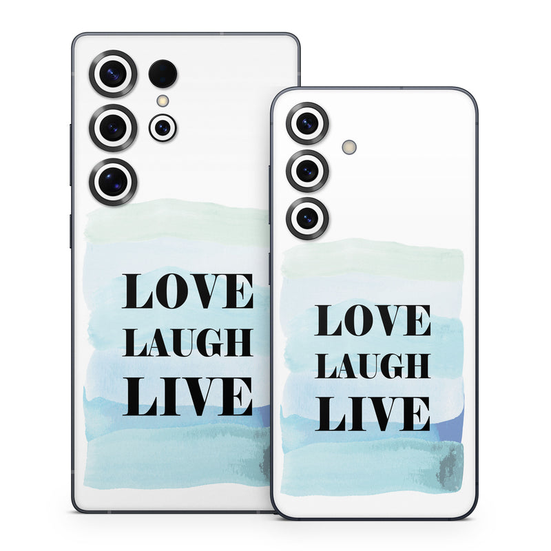 Samsung Galaxy S25 Series Skin design of Rectangle, Sleeve, Font, Linens, Pillow, Electric blue, Logo, Bedding, Facial hair, Brand, with white, black, blue, purple, green colors