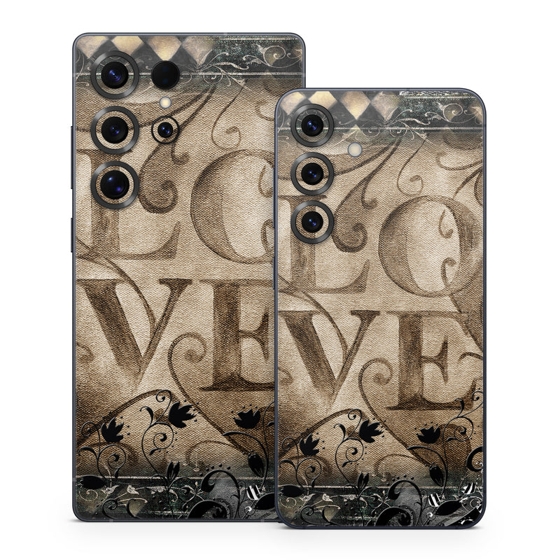 Samsung Galaxy S25 Series Skin design of Pattern, Brown, Design, Textile, Art, with black, gray, green, red colors