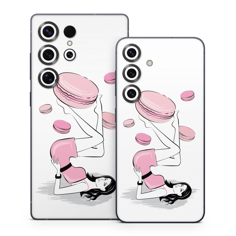 Samsung Galaxy S25 Series Skin design of Gesture, Pink, Cartoon, Happy, Art, Red, Font, Elbow, Magenta, Thumb, with white, black, pink, gray colors