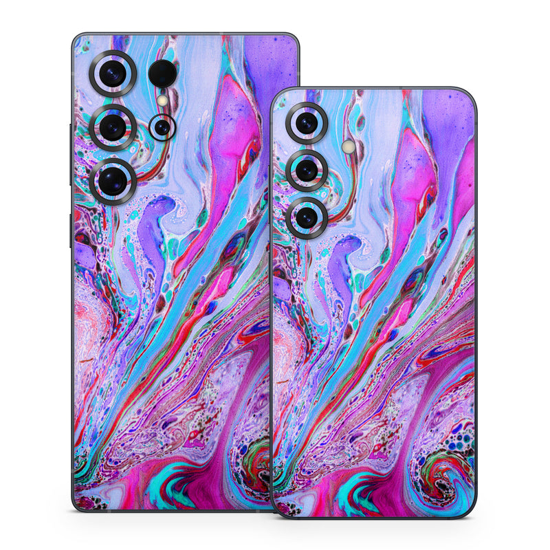 Samsung Galaxy S25 Series Skin design of Pink, Purple, Pattern, Design, Visual arts, Art, Psychedelic art, Magenta, Acrylic paint, Colorfulness, with pink, purple, blue, green colors