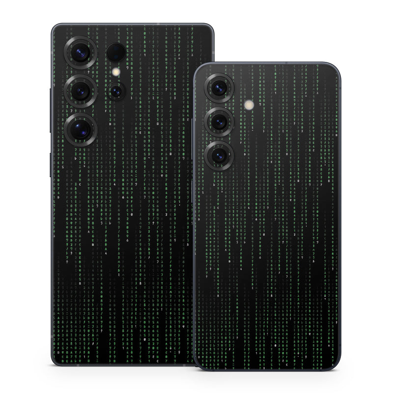 Samsung Galaxy S25 Series Skin design of Green, Black, Pattern, Symmetry, with black colors