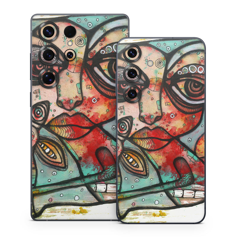 Samsung Galaxy S25 Series Skin design of Modern art, Art, Painting, Illustration, Visual arts, Psychedelic art, Acrylic paint, Watercolor paint, Graffiti, Drawing, with gray, black, red, green, blue, white colors