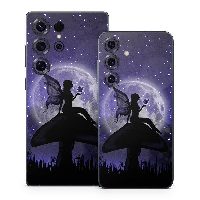 Samsung Galaxy S25 Series Skin design of Purple, Sky, Moonlight, Cg artwork, Fictional character, Darkness, Night, Illustration, Space, Star, with black, blue, gray, purple colors