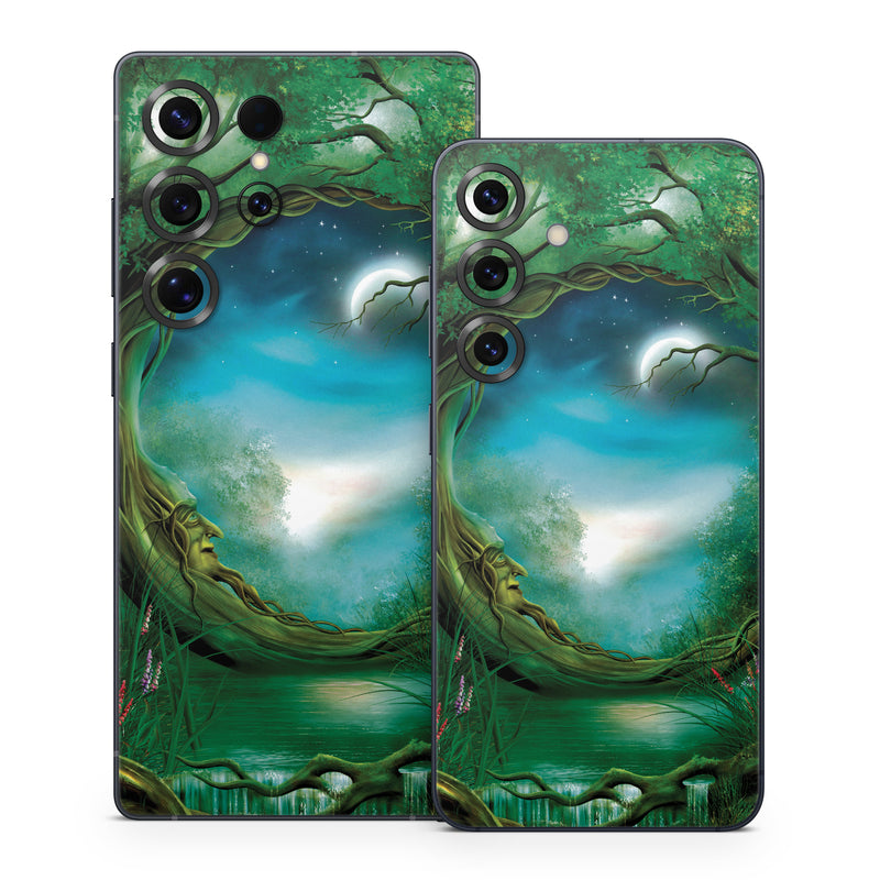 Samsung Galaxy S25 Series Skin design of Fractal art, Art, Organism, Fictional character, Earth, Cg artwork, with black, blue, green, gray colors