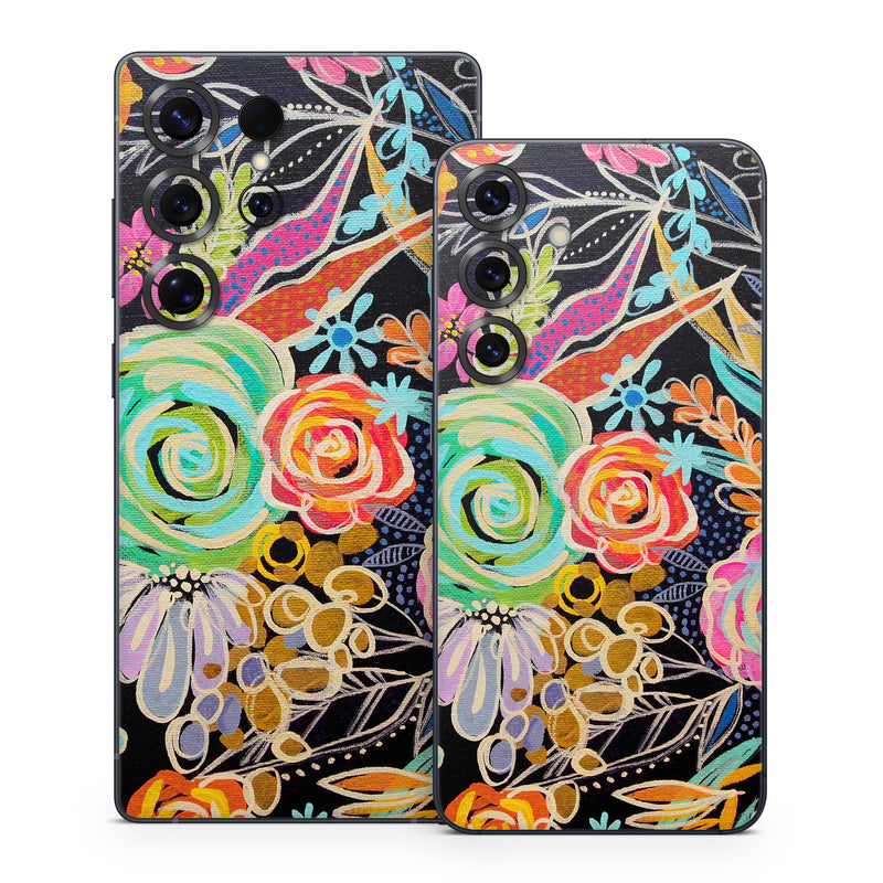 Samsung Galaxy S25 Series Skin design of Pattern, Floral design, Design, Textile, Visual arts, Art, Graphic design, Psychedelic art, Plant, with black, gray, green, red, blue colors