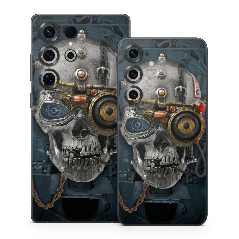 Samsung Galaxy S25 Series Skin design of Engine, Auto part, Still life photography, Personal protective equipment, Illustration, Automotive engine part, Art, with black, gray, red, green colors