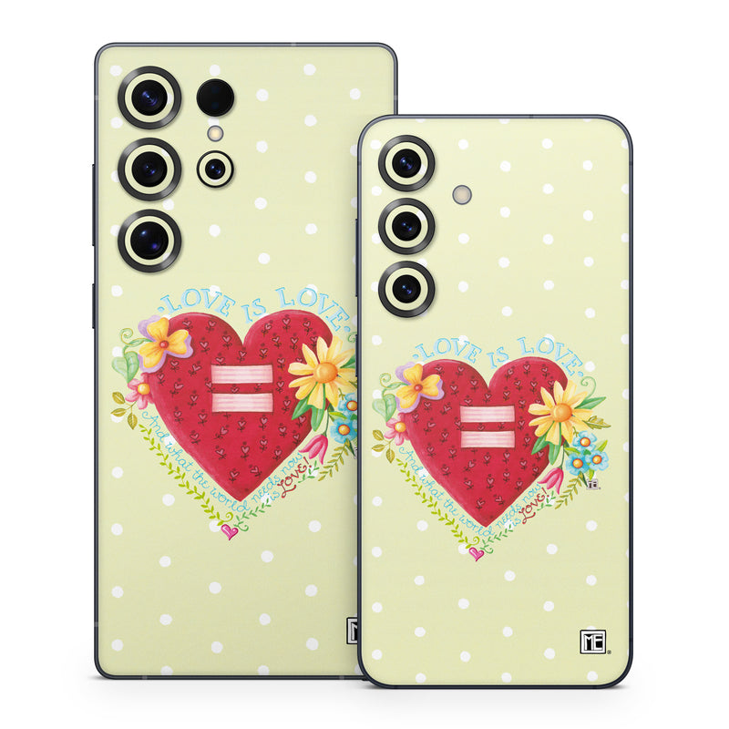 Samsung Galaxy S25 Series Skin design of Heart, Illustration, Pattern, Love, Valentine's day, Visual arts, Art, Graphic design, with red, blue, yellow, orange, purple, green, pink colors