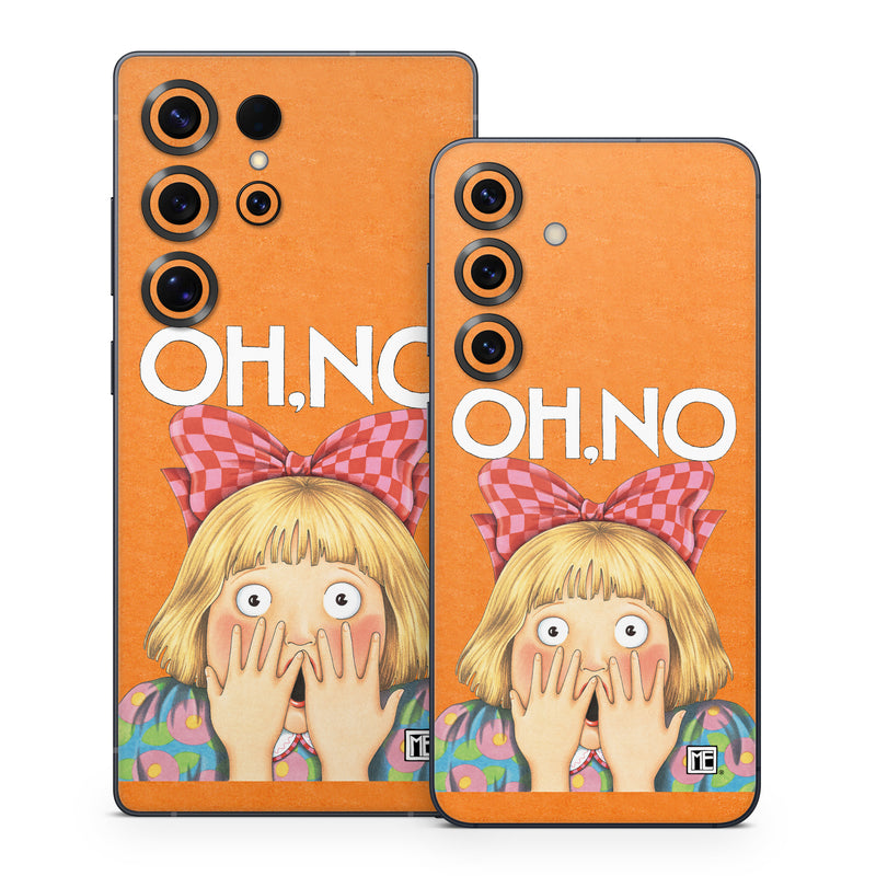 Samsung Galaxy S25 Series Skin design of Cartoon, Nose, Illustration, Poster, Art, Fiction, Book cover, Happy, Gesture, with orange, pink, gray, green, red, white colors