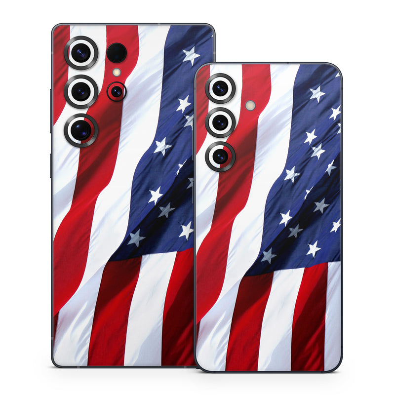 Samsung Galaxy S25 Series Skin design of Flag, Flag of the united states, Flag Day (USA), Veterans day, Memorial day, Holiday, Independence day, Event, with red, blue, white colors