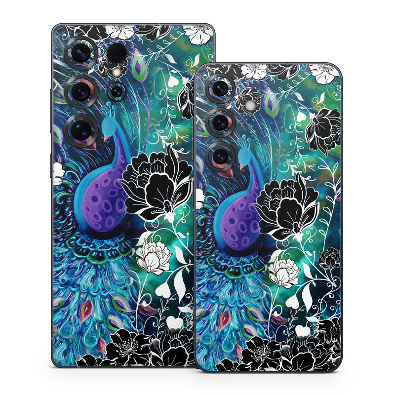 Samsung Galaxy S25 Series Skin design of Pattern, Psychedelic art, Organism, Turquoise, Purple, Graphic design, Art, Design, Illustration, Fractal art, with black, blue, gray, green, white colors