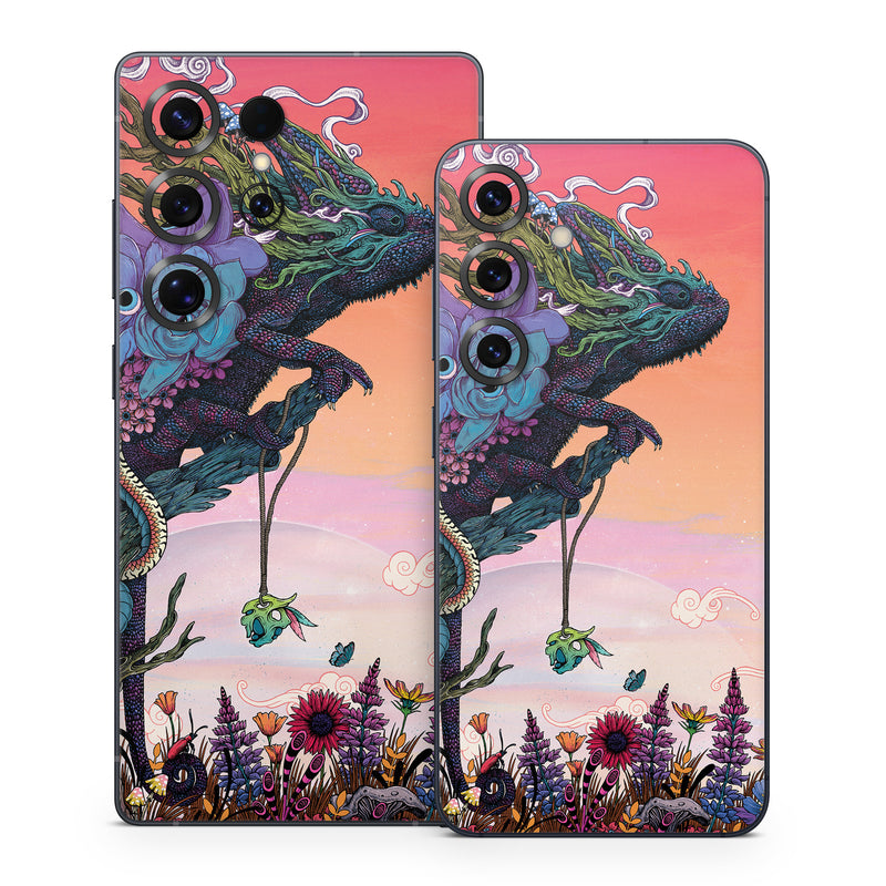 Samsung Galaxy S25 Series Skin design of Illustration, Fictional character, Fiction, Art, Organism, Plant, Tree, Graphic design, Cg artwork, with red, orange, green, purple, white, blue, brown colors