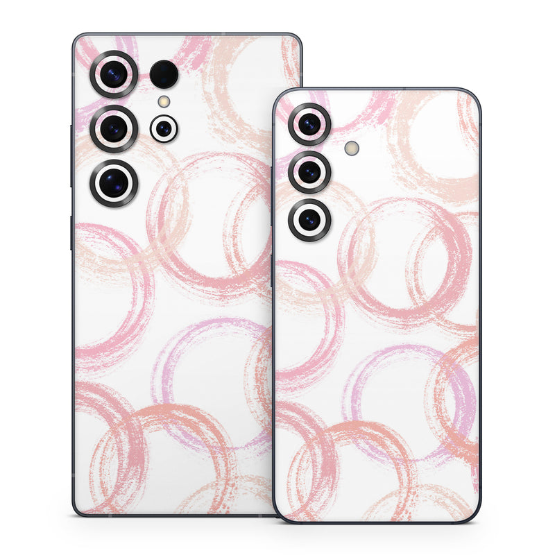 Samsung Galaxy S25 Series Skin design of Purple, Textile, Pink, Motif, Violet, Material property, Magenta, Art, Circle, Font, with pink, white colors