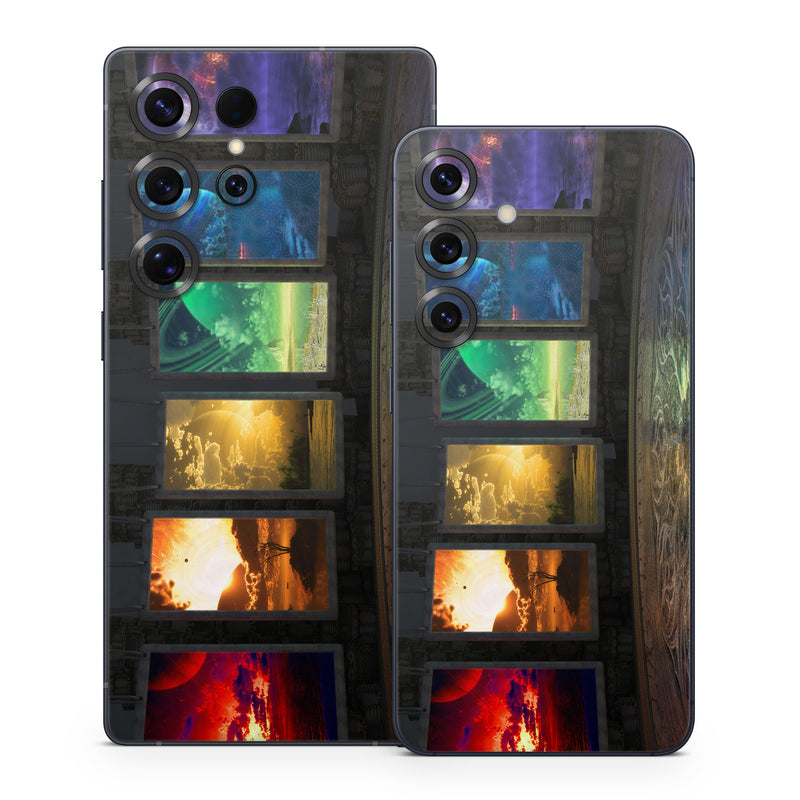 Samsung Galaxy S25 Series Skin design of Light, Lighting, Water, Sky, Technology, Night, Art, Geological phenomenon, Electronic device, Glass, with black, red, green, blue colors