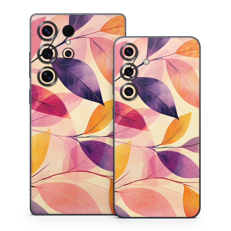 Samsung Galaxy S25 Series Skin design of Pink, Orange, Brown, Purple, Creative arts, Paint, with yellow, orange, purple, pink colors