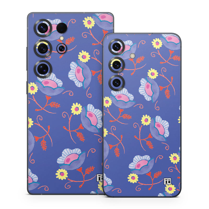 Samsung Galaxy S25 Series Skin design of Azure, Textile, Rectangle, Art, Aqua, Painting, Pattern, Electric blue, Font, Visual arts, with purple, red, yellow, pink colors