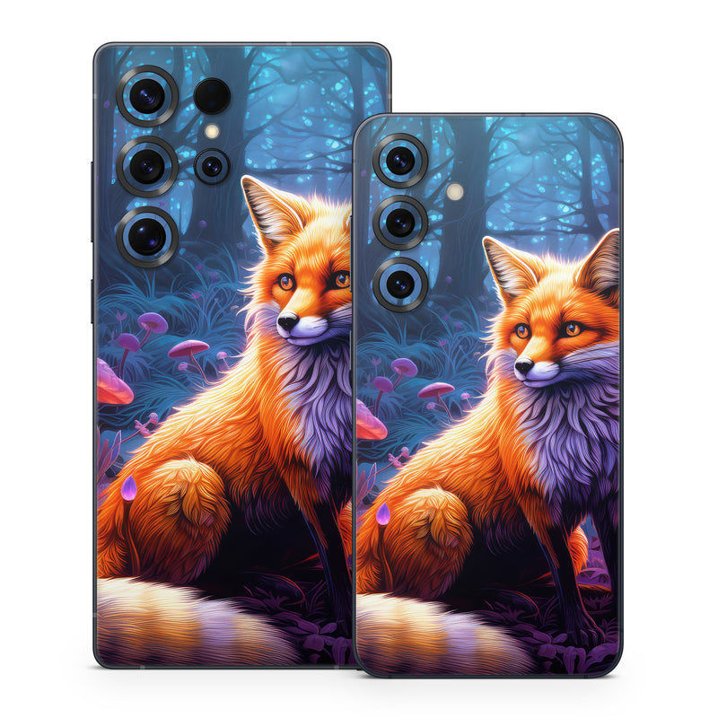 Samsung Galaxy S25 Series Skin design of Plant, Light, Carnivore, Orange, Organism, Tree, Pink, Natural landscape, Fawn, Whiskers, with red, orange, white, black, purple, gray, green colors