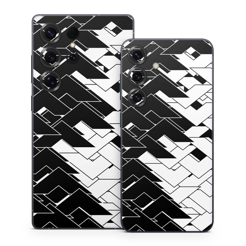Samsung Galaxy S25 Series Skin design of Pattern, Black, Black-and-white, Monochrome, Monochrome photography, Line, Design, Parallel, Font, with black, white colors
