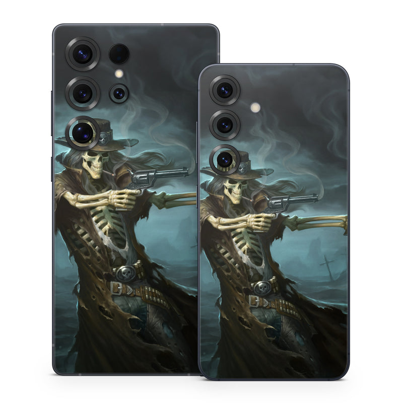 Samsung Galaxy S25 Series Skin design of Cg artwork, Action-adventure game, Darkness, Illustration, Games, Adventure game, Pc game, Woman warrior, Digital compositing, Fictional character, with black, white, blue, gray colors