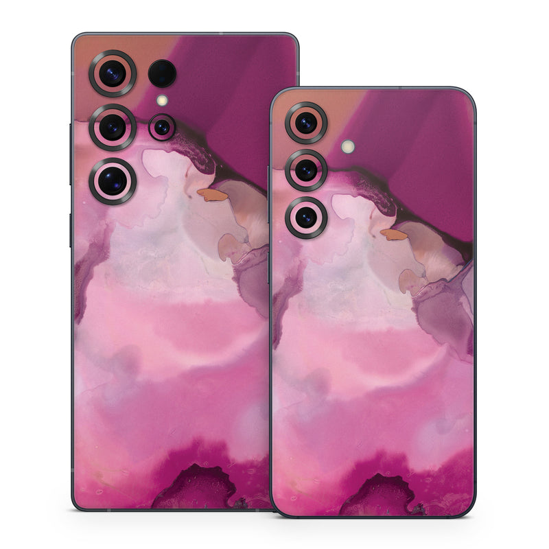Samsung Galaxy S25 Series Skin design of Purple, Pink, Watercolor paint, Magenta, Illustration, Art, with white, red, pink, white colors