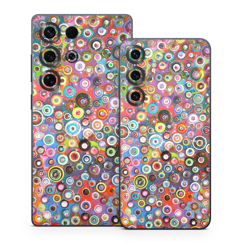 Samsung Galaxy S25 Series Skin design of Pattern, Design, Textile, Visual arts, Circle, Art, with red, pink, blue, green, yellow, blue, orange colors