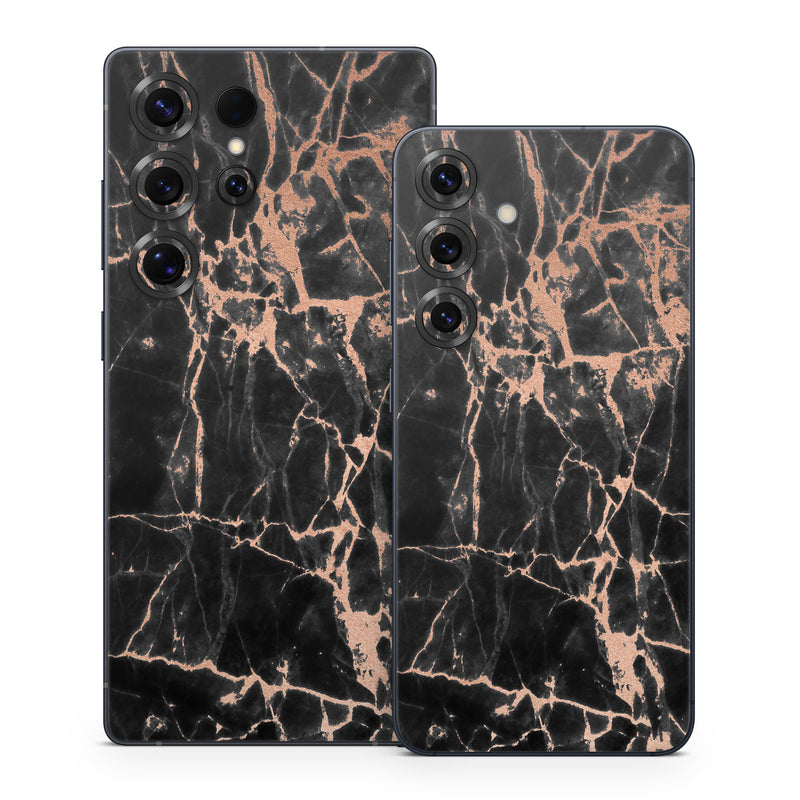 Samsung Galaxy S25 Series Skin design of Branch, Black, Twig, Tree, Brown, Sky, Atmosphere, Plant, Winter, Night, with black, pink colors
