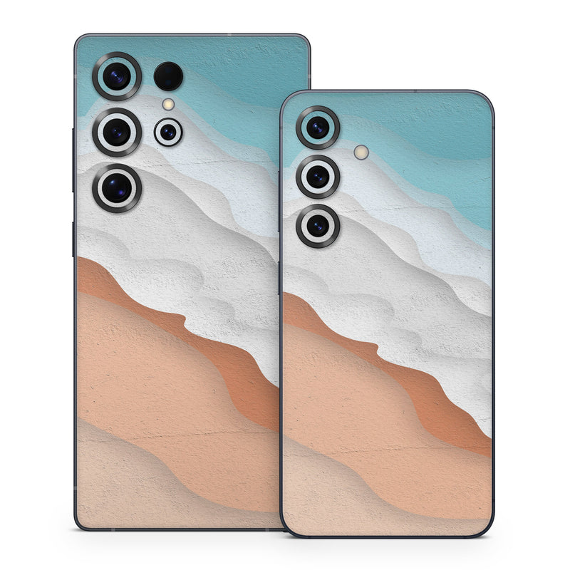 Samsung Galaxy S25 Series Skin design of Sea, Waves, with brown, yellow, white, blue, gray colors