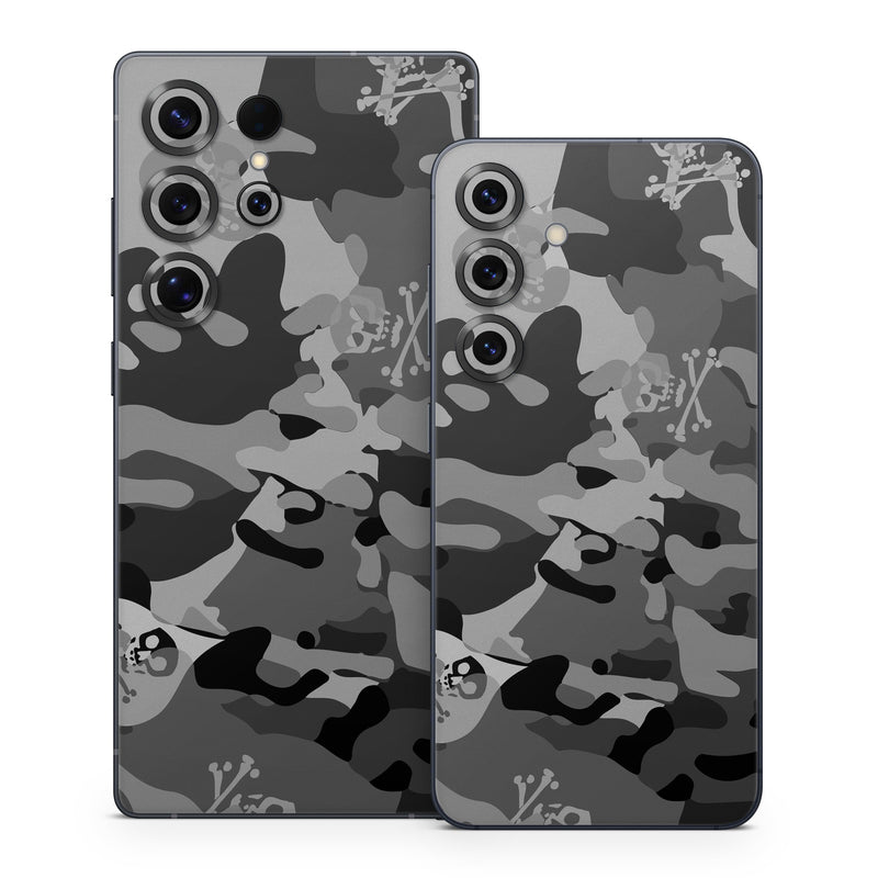 Samsung Galaxy S25 Series Skin design of Military camouflage, Pattern, Design, Camouflage, Illustration, Uniform, Black-and-white, Wallpaper, Art, with black, gray colors