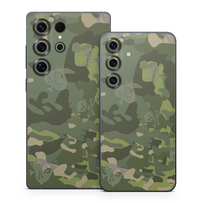 Samsung Galaxy S25 Series Skin design of Military camouflage, Pattern, Camouflage, Uniform, Clothing, Green, Design, Leaf, Plant, Illustration, with green, brown colors