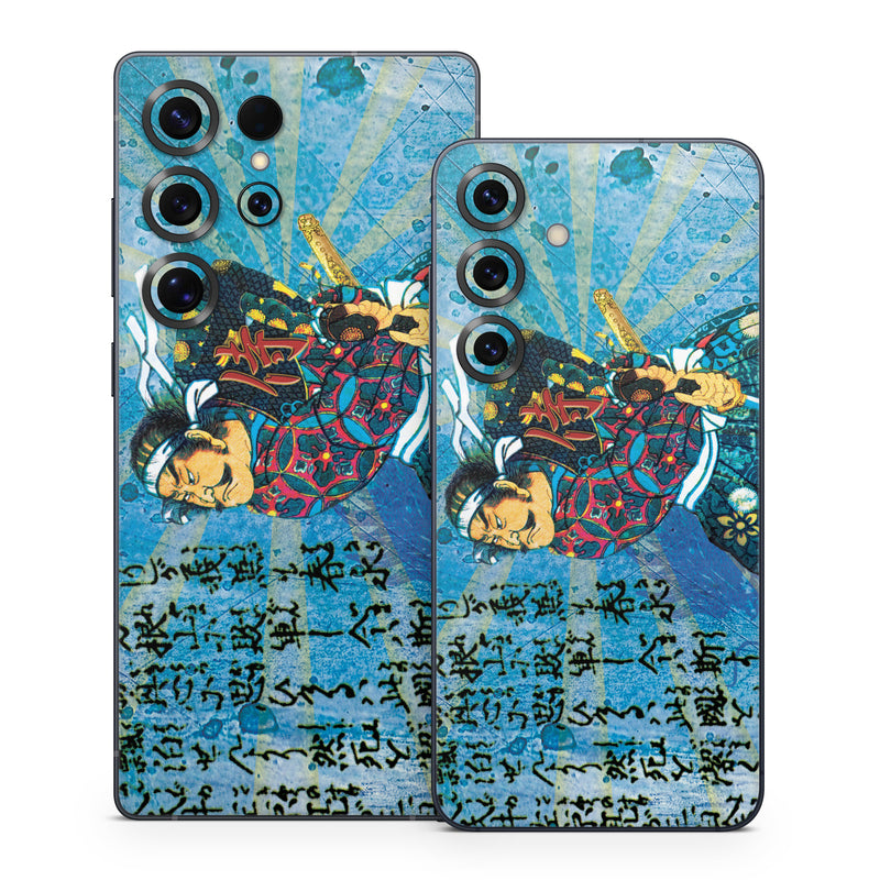 Samsung Galaxy S25 Series Skin design of Art, Illustration, Painting, with blue, black, gray, green, red colors