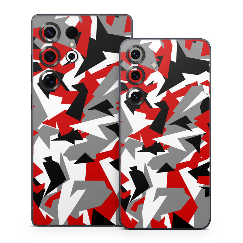 Samsung Galaxy S25 Series Skin design of Red, Pattern, Font, Design, Textile, Carmine, Illustration, Flag, Crowd, with red, white, black, gray colors